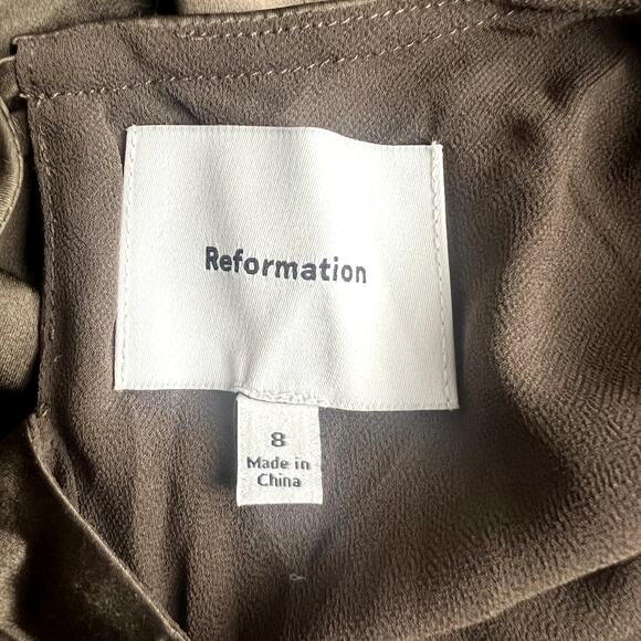 Reformation Anaiis Silk Maxi Dress Gown Morel Cafe Wedding Event Party size 8 C0 - Picture 9 of 11